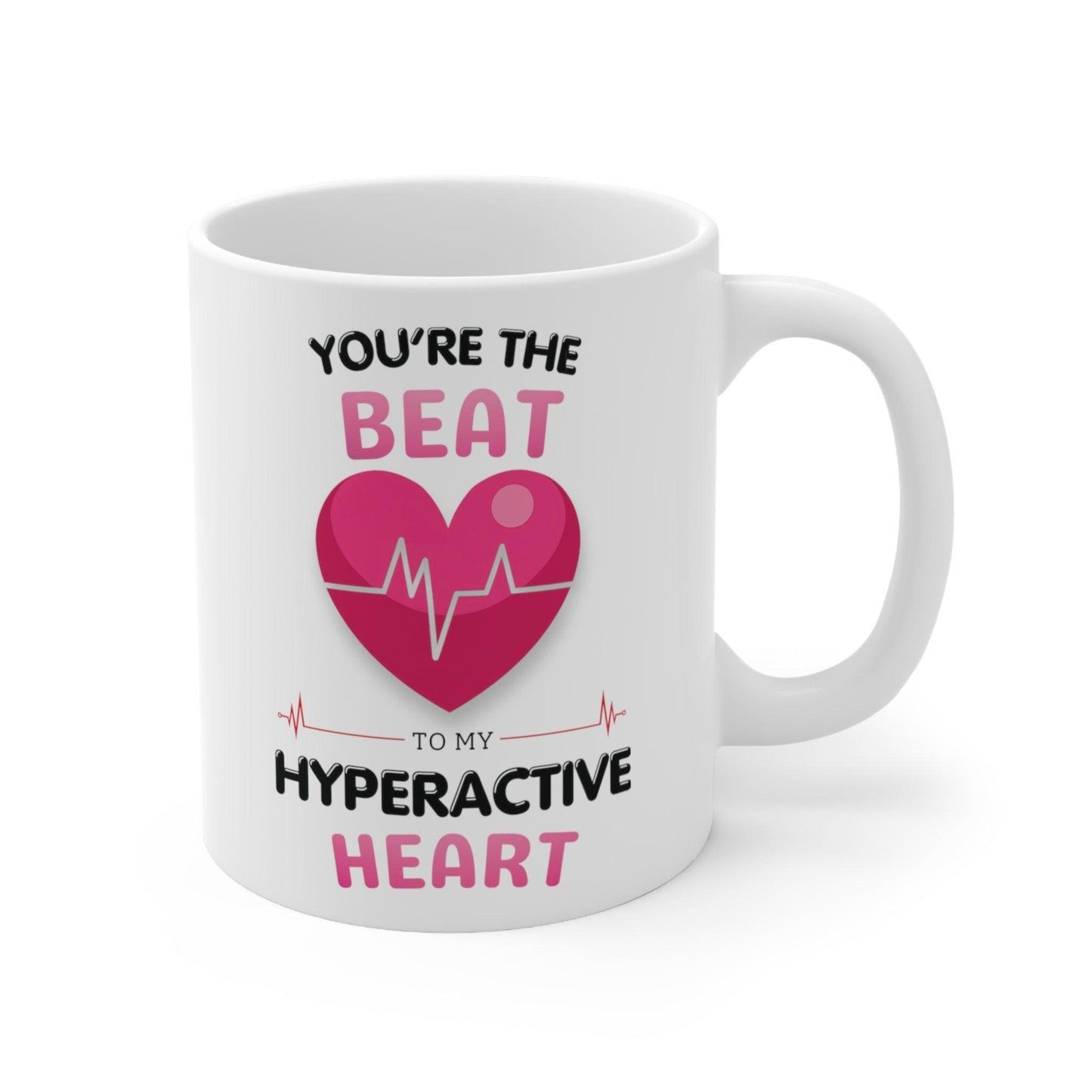 Valentine's ADHD Love Mug - 'You're the Beat to My Hyperactive Heart' Romantic Gift Coffee Cup - Fidget and Focus