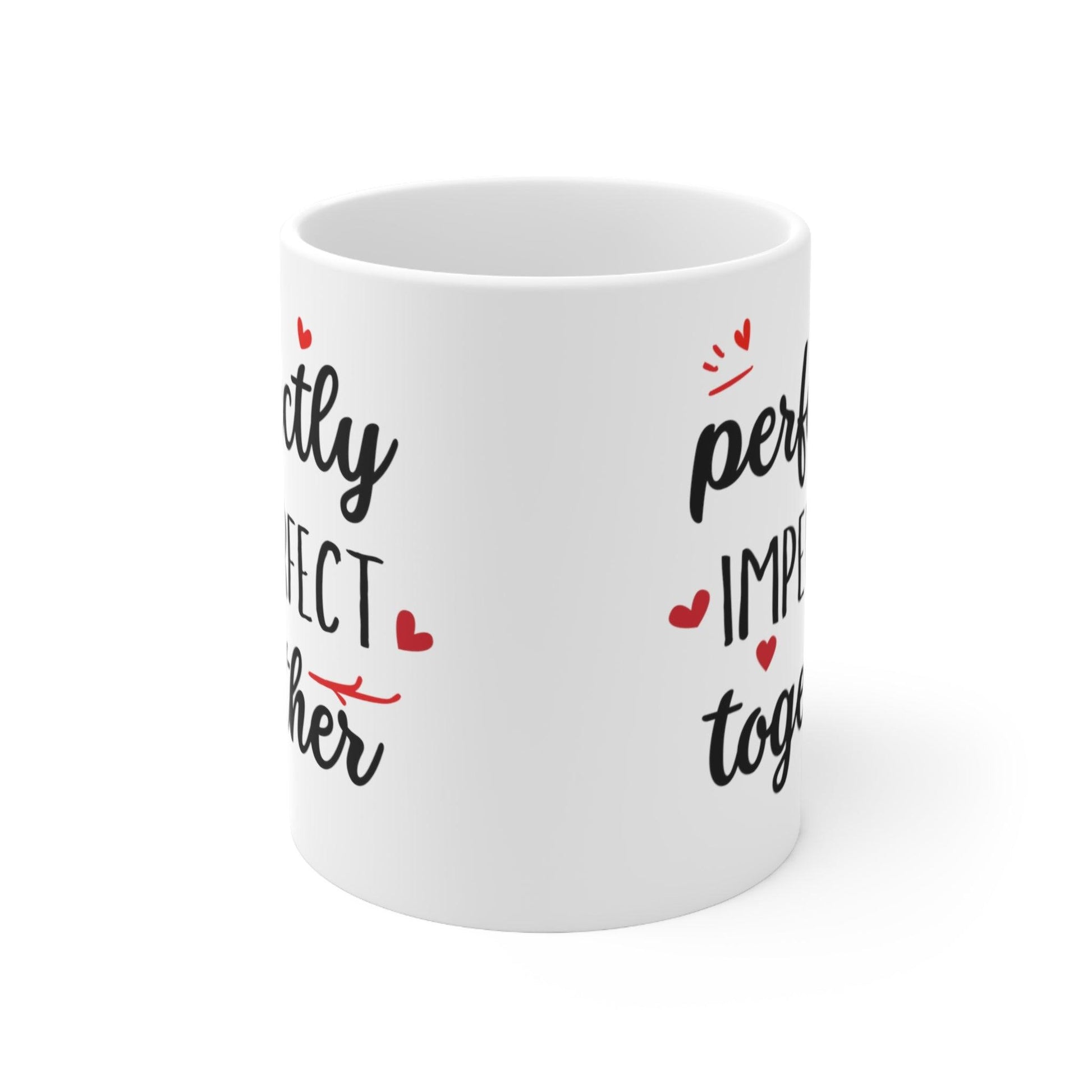 Neurodivergent Love Mug - 'Perfectly Imperfect Together' Valentine's Cup with Red Hearts - Fidget and Focus