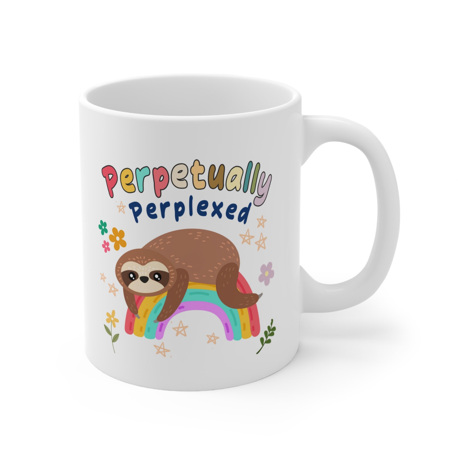Perpetually Perplexed - Rainbow Sloth Mug - Fidget and Focus