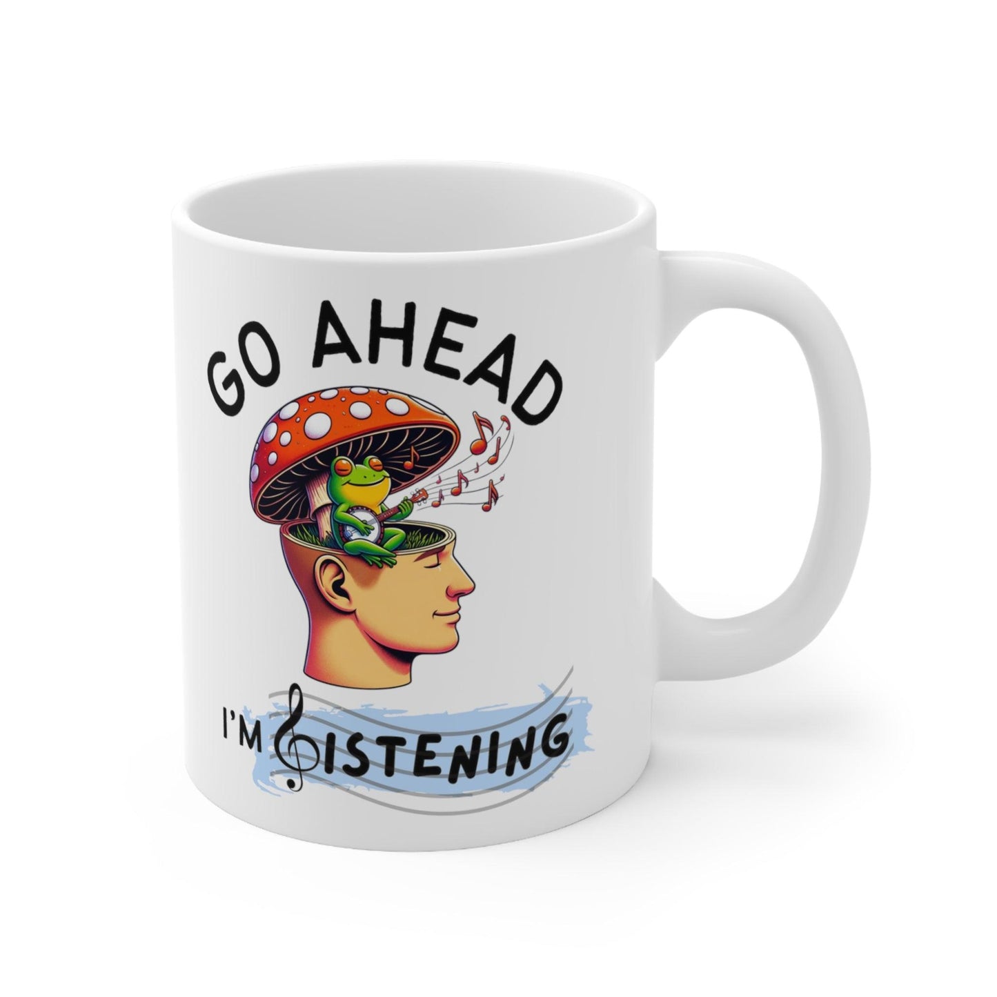 Office Mug for ADHD & Neurodiversity - 'Go Ahead, I'm Listening' - Music Lover's Desk Accessory - Fidget and Focus