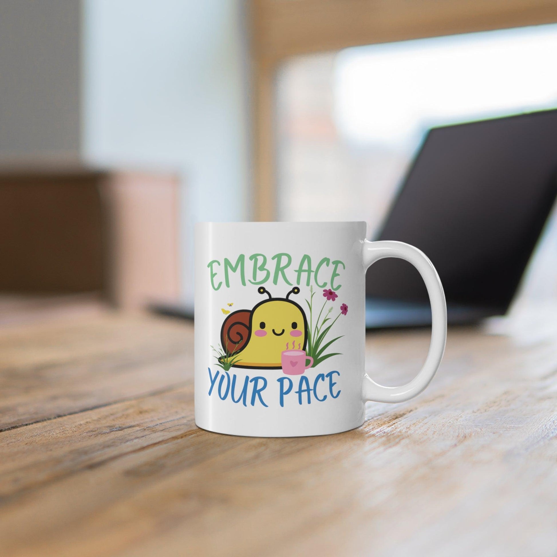 Embrace Your Pace Snail Mug - Cute Cartoon Design for ADHD Awareness - Fidget and Focus