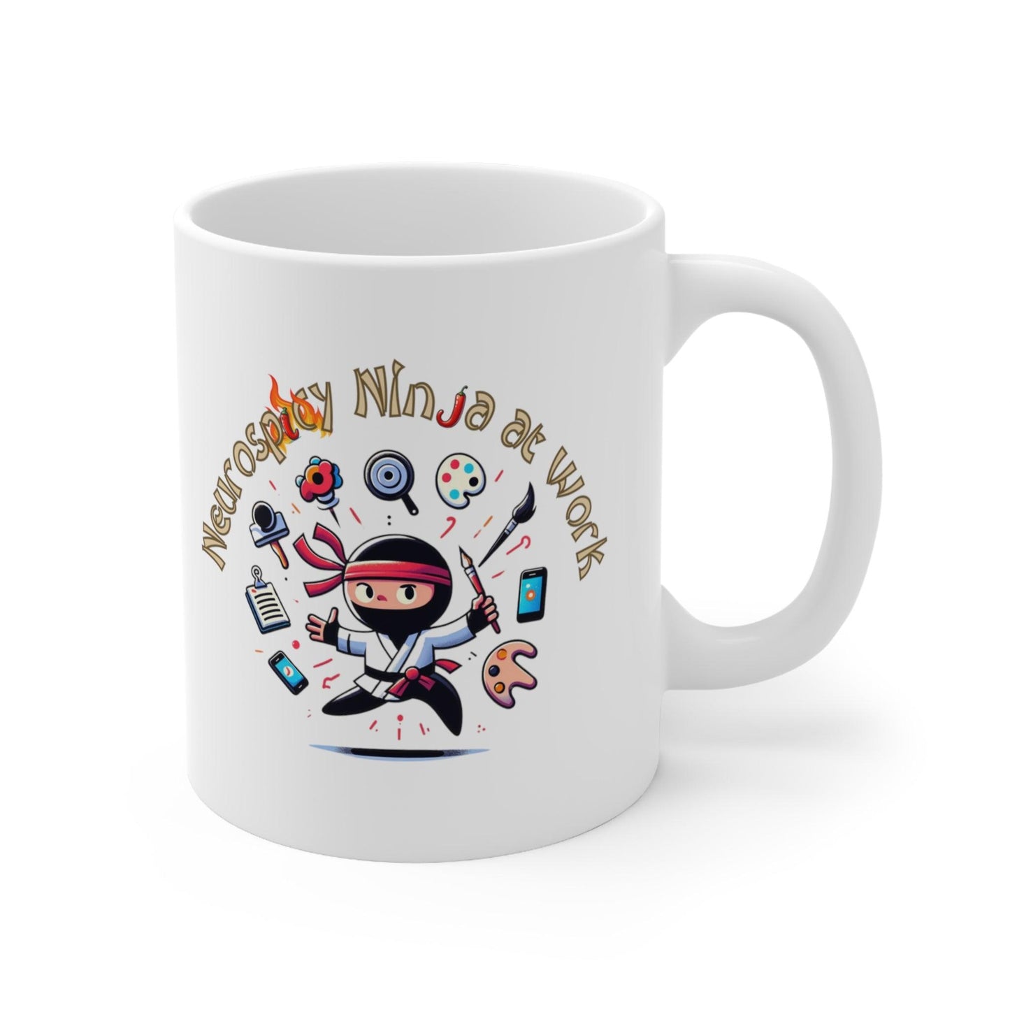 Neurospicy Ninja at Work - Fiery Neurodiversity Celebration Mug - Fidget and Focus