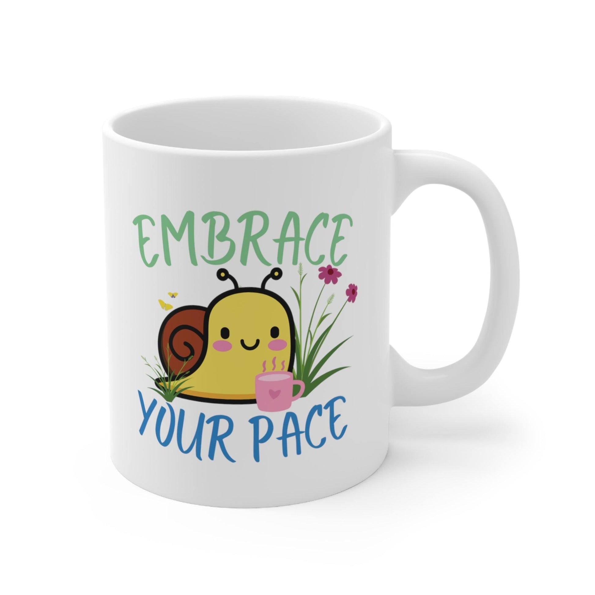 Embrace Your Pace Snail Mug - Cute Cartoon Design for ADHD Awareness - Fidget and Focus